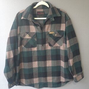 Hickory Shirt Co Men's Large Quarter Zip Green Plaid